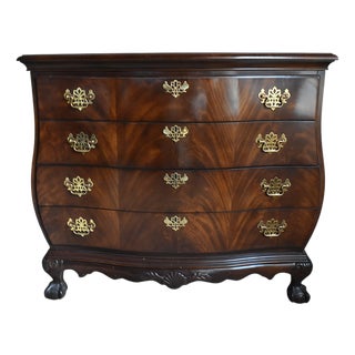 Drexel Heritage Heirloom Collection Mahogany Bombe Chest With Brass Hardware For Sale