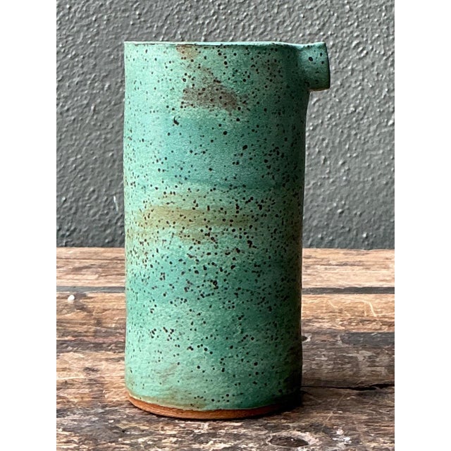 Vintage Green Spout Ceramic Vase For Sale - Image 12 of 15