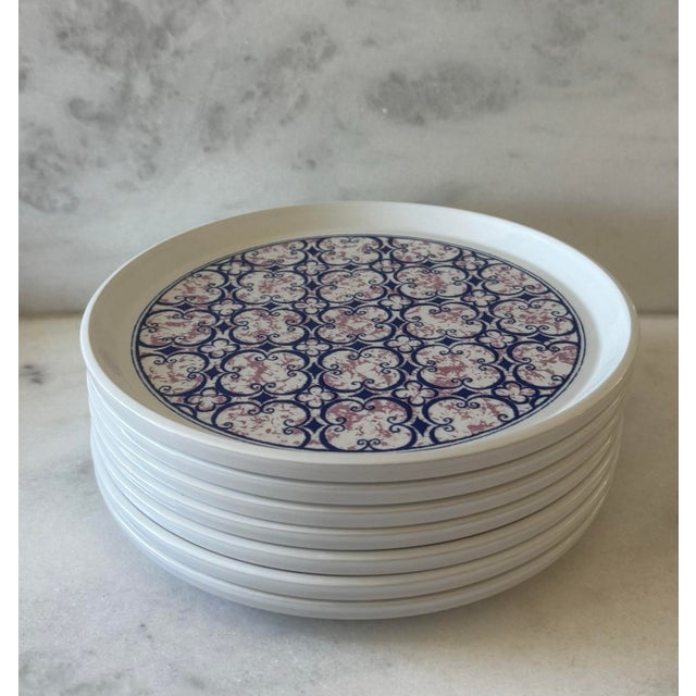 Vintage Noritake Primastone "Image" Pattern Dinner Plates - Set of 7 For Sale In Austin - Image 6 of 11