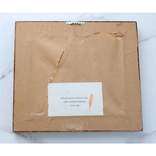 Circa 1836 Framed Original English Watercolor Engraving/Gliding For Sale - Image 4 of 4