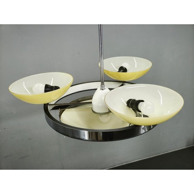 Czech Art Deco Opaline Glass Chandelier, 1940s For Sale - Image 12 of 16