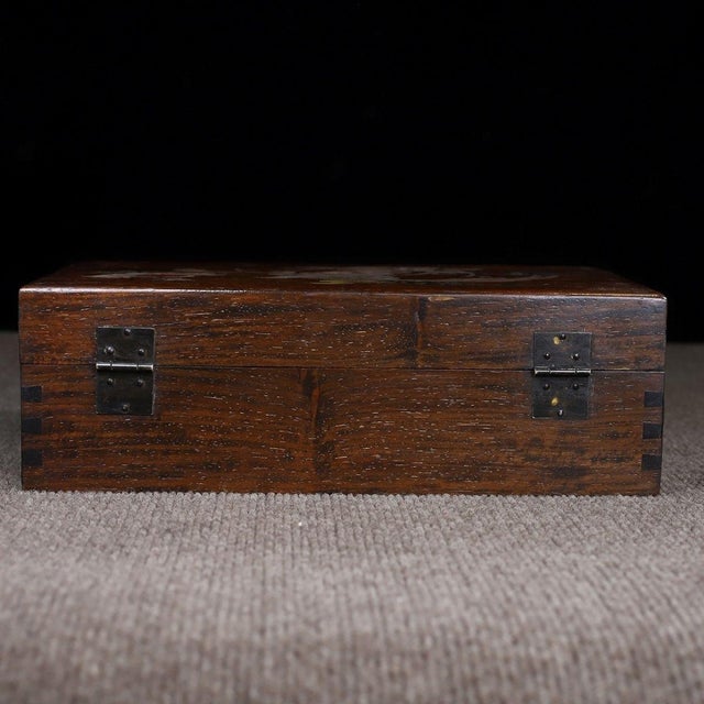 Brown Late 20th Century Wooden Box With Mother-of-Pearl Bird and Floral Inlay For Sale - Image 8 of 9