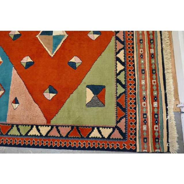 Orange Vintage Cubist Rug, 1980 For Sale - Image 8 of 9