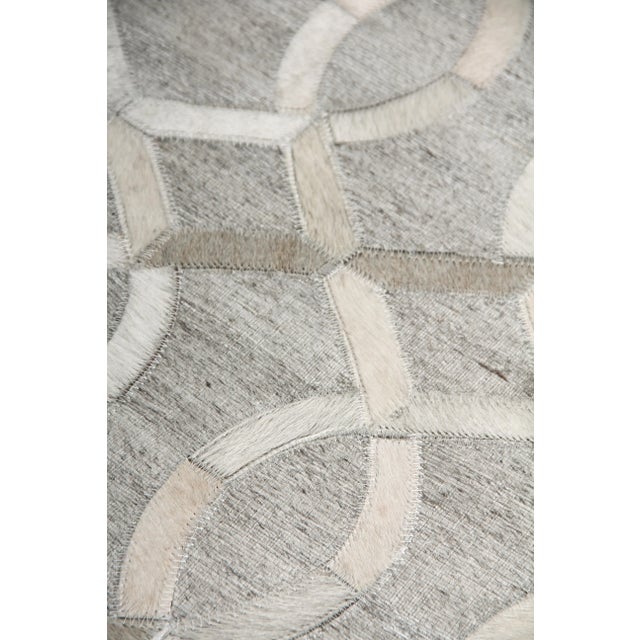 Dover Patchwork Leather Viscose Silver Ivory Rug - 11'6"x14'6" For Sale In Los Angeles - Image 6 of 8