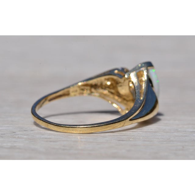 The Cortez: Navette Opal and Diamond Ring in Yellow Gold For Sale In Philadelphia - Image 6 of 10