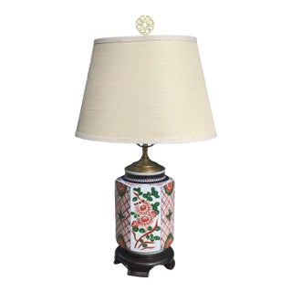 Vintage Imari Porcelain Table Lamp With Lampshade For Sale