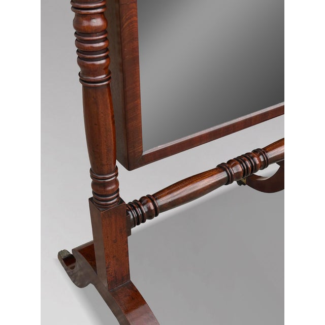 Early 19th Century Regency Mahogany Cheval Mirror, 1820s For Sale - Image 9 of 13