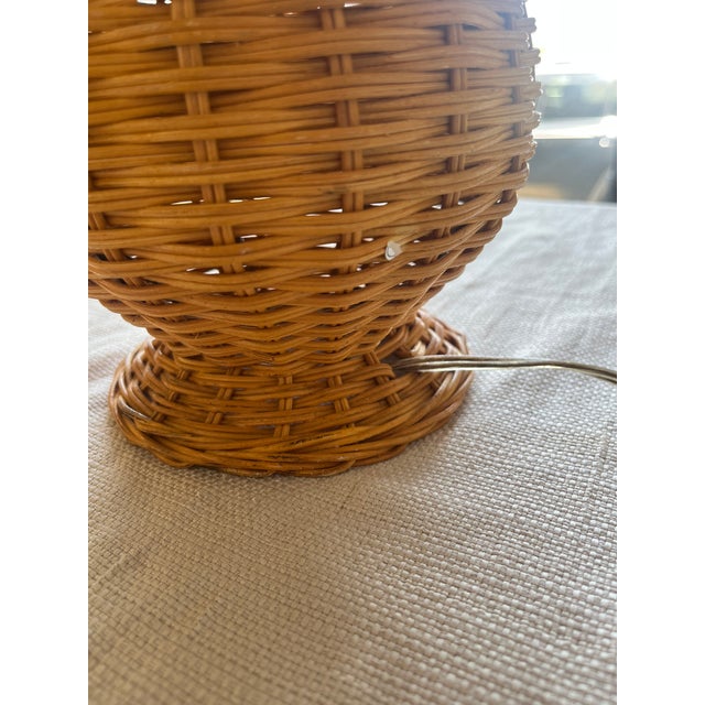 Wood 1960s Boho Chic Small Wicker Table Lamp For Sale - Image 7 of 9