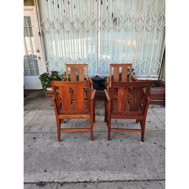 1980's Teak Patio Chairs - Set of 4 For Sale - Image 4 of 12
