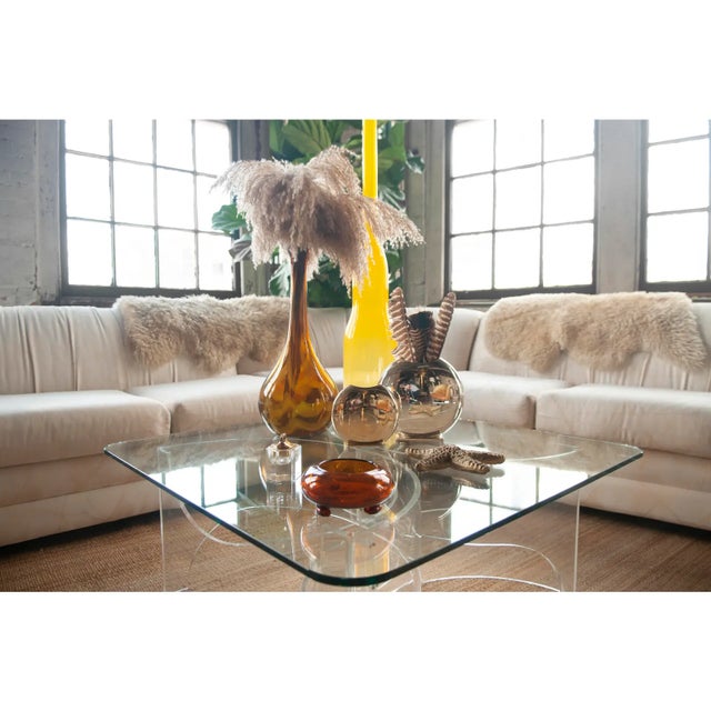 Contemporary Late 20th Century Yellow Modernist Art Glass Floor Vase For Sale - Image 3 of 10