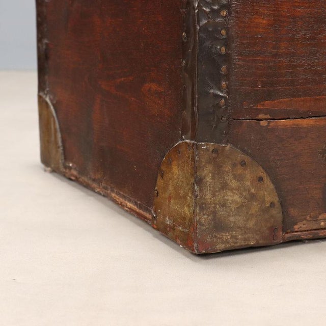 Brown Antique Trunk in Walnut and Painted Oak, 1800s For Sale - Image 8 of 12
