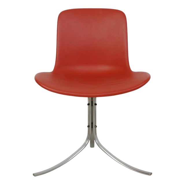 PK9 Chair in Red Aura Leather by Poul Kjærholm, 2020 For Sale