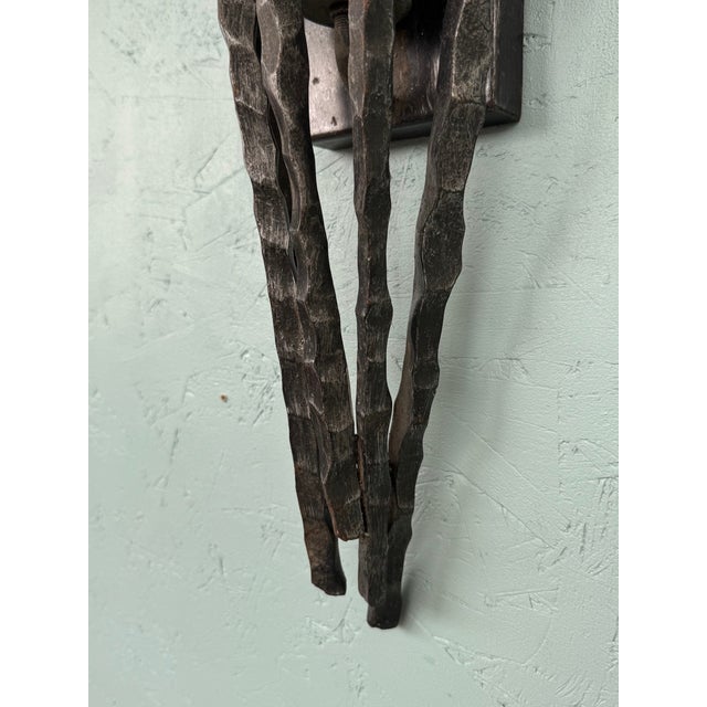 Italian Brutalist Wall Lamp in Iron, 1970s For Sale - Image 4 of 13
