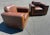 Pair of Fully Restored French Art Deco Two-Tone Leather Club Chairs For Sale - Image 4 of 15