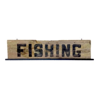 Vintage Wood Fishing Sign For Sale