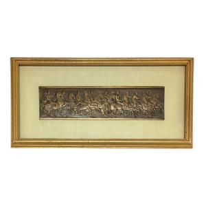 Beautifully Framed Bronze Fragment of Men on Horseback