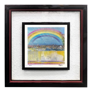 Yaacov Agam, Jerusalem Double Rainbow (Framed, Hand Signed Agamograph - 3d Lenticular), 2002 For Sale