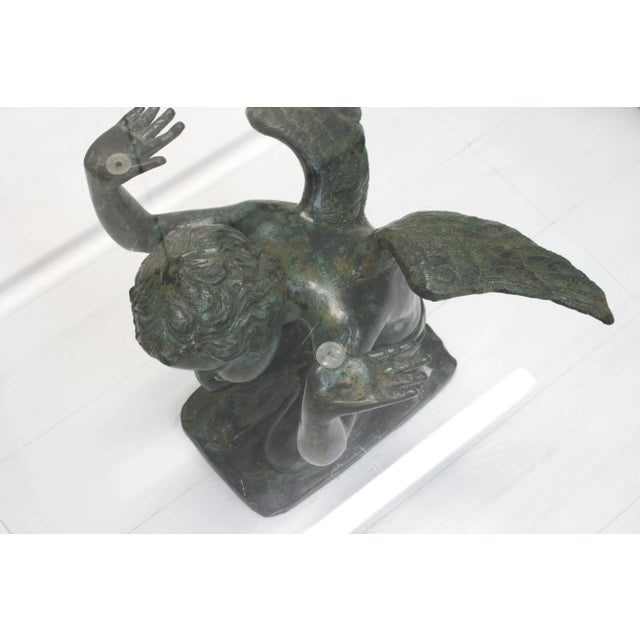 1970s Coffee Table with Patinated Brass Angel Statues from Kom Art, 1970s For Sale - Image 5 of 9
