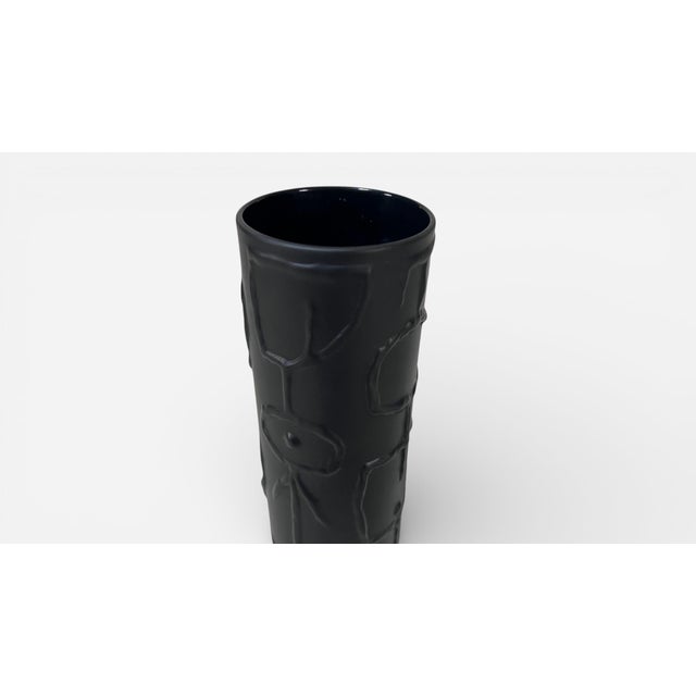 Ceramic 1980s Cuno Fischer Black Matte Vase Abstract Glyphs Rosenthal Studio Line For Sale - Image 7 of 7
