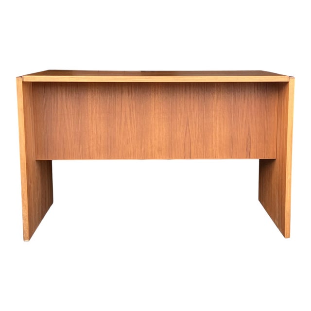 Mid-Century Modern 1970s -Century Danish Modern Teak Writing Desk With Open Shelf For Sale - Image 3 of 15