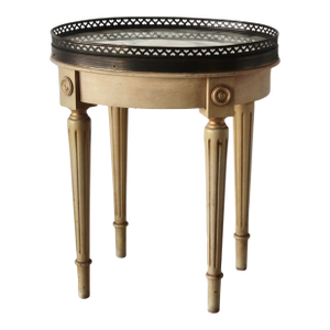 Mid 20th Century French Louis XVI Style Marble Oval Top Bouillotte Side Table