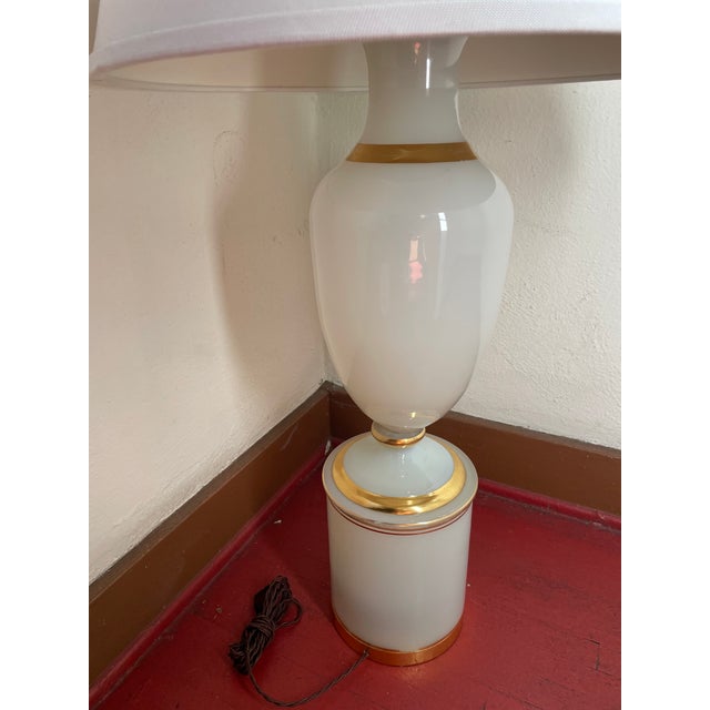 Ivory Large Antique French Opaline Table Lamp For Sale - Image 8 of 10
