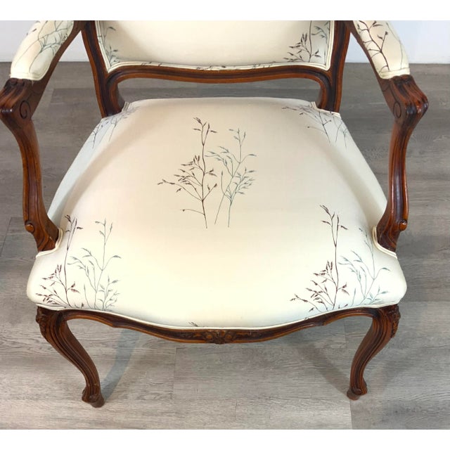 1980s Vintage French Embroidered Silk Arm Chair For Sale - Image 5 of 9
