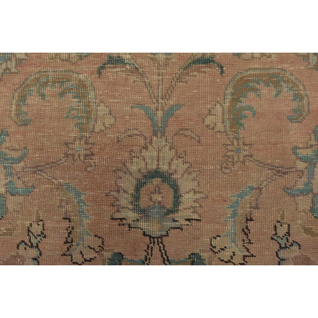 Tabriz Rug 6’4” X 9’9” Pink Wool Vintage Distressed Hand-Knotted Carpet For Sale - Image 11 of 15