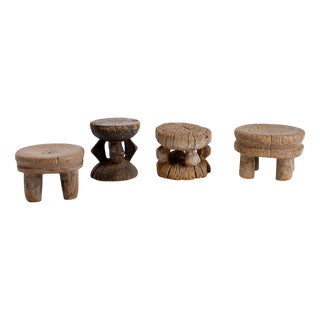 African Carved Wooden Stools, Set of 4 For Sale
