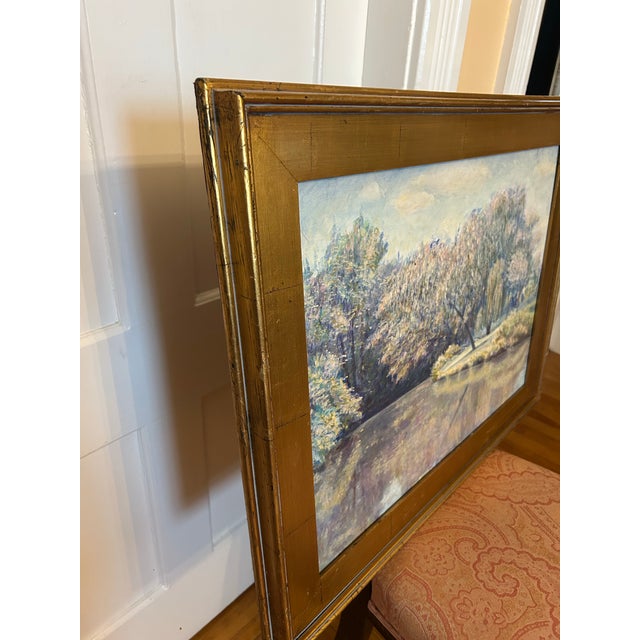 Pistachio Large Vintage Signed Impressionist Painting For Sale - Image 8 of 10