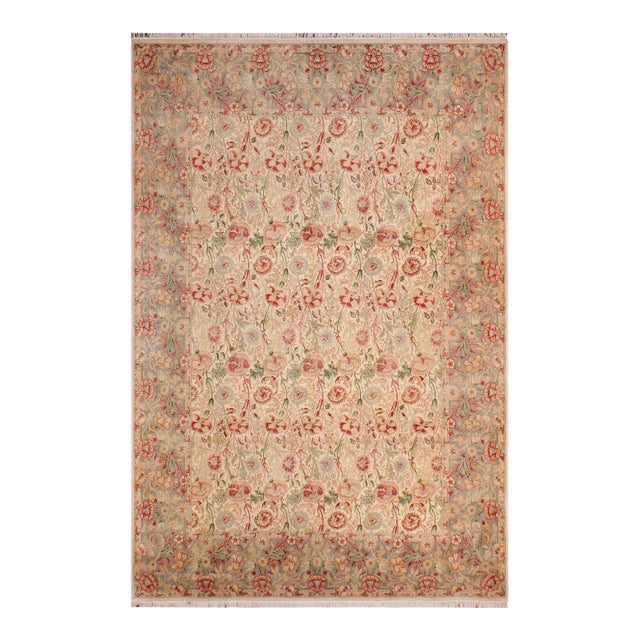 Shabby Chic 1990's Pak-Persian Beige/Gray Wool Rug - 9'0'' X 12'7'' For Sale