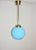 Metal Pendant Lamp with Blue Glass Shade, 1940s. For Sale - Image 7 of 8
