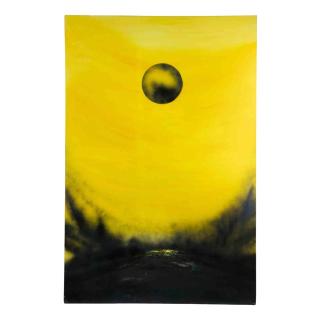 Mario Sinisca, Black Dawn, 1980s, Mixed Media on Canvas For Sale