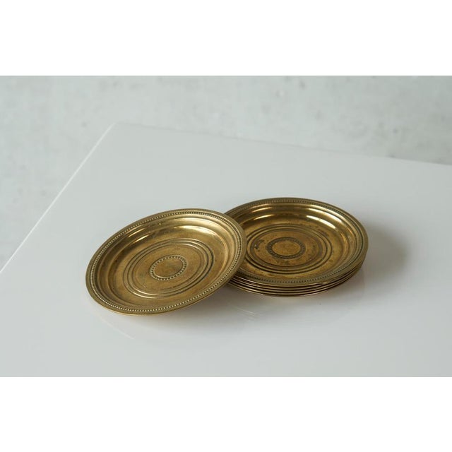 Mid-Century Modern Coasters in Patinated Brass, 1950s, Set of 6 For Sale - Image 4 of 8