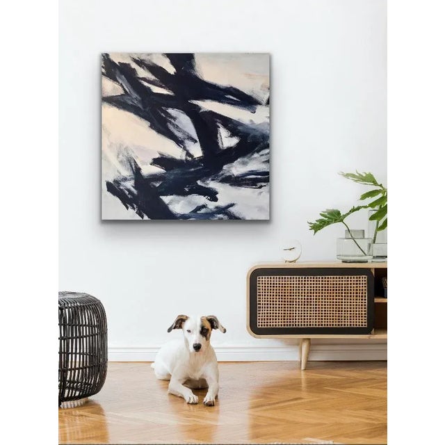 Black “Europa” Contemporary Abstract Black and White Acrylic Painting For Sale - Image 8 of 8