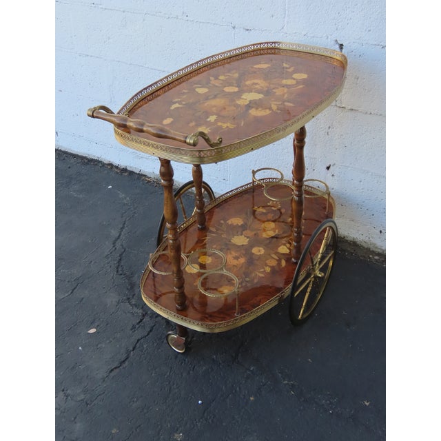 Italian Inlay Bar Server Tea Coffee Cart 6582 For Sale - Image 4 of 14
