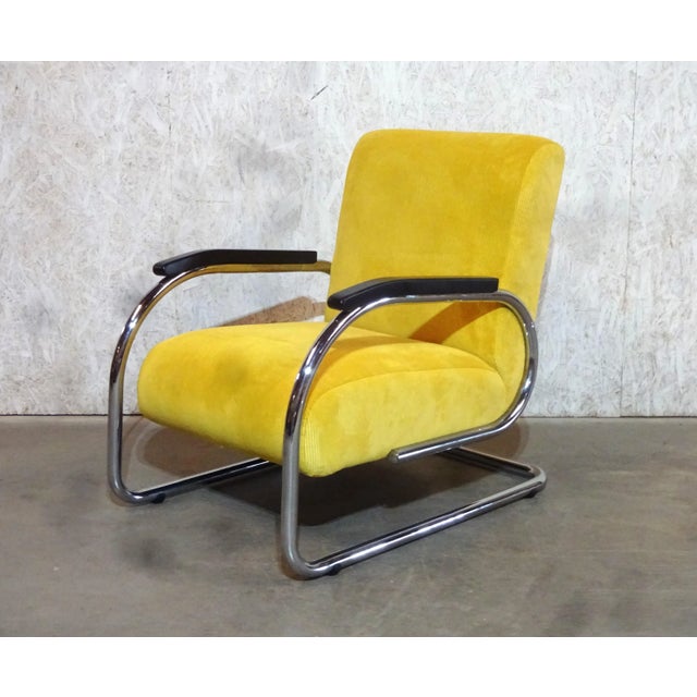 Black Bauhaus Chrome Tubular Frame Chair from Tubax For Sale - Image 8 of 8