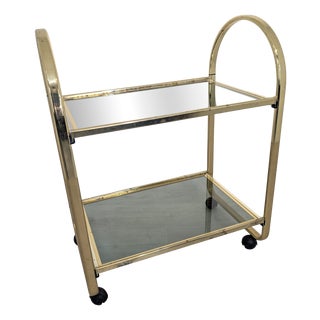 Hollywood Regency Italian Mobile Brass Bar, 1970s For Sale