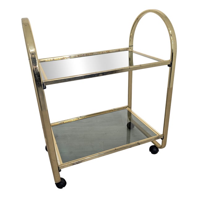 Hollywood Regency Italian Mobile Brass Bar, 1970s For Sale