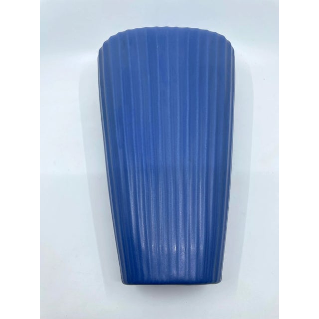 Vintage Blue Art Deco Textured Vase For Sale - Image 4 of 13