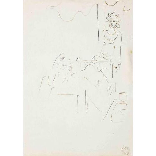 Sketch realized for the book "Les Enfants Terribles". Unsigned and undated. Matting included. Very good conditions. Ref....