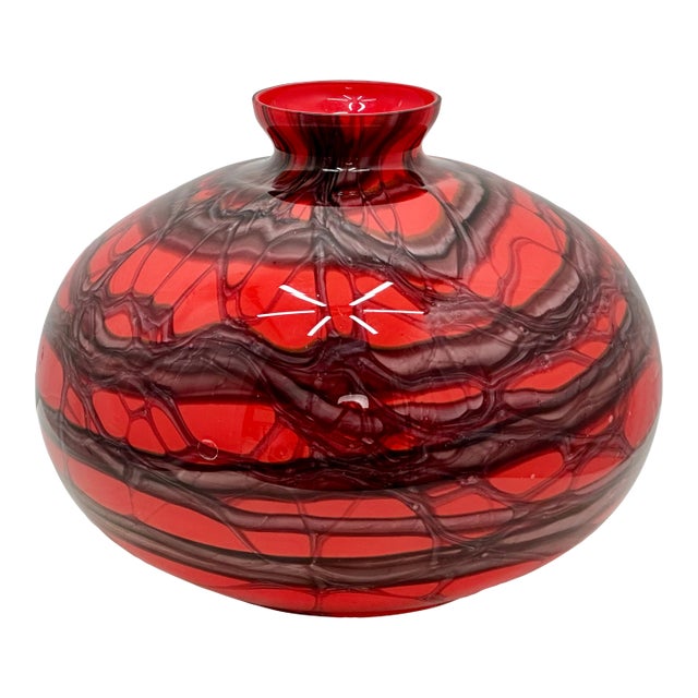 Unusual Large Size Antique Art Deco Czechoslovakian Hand Blown Art Glass Vase by Kralik - Circa 1920s For Sale
