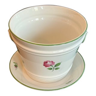 Ausarten Wien Vienna Pink Rose Planter With Underplate For Sale