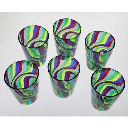Glass Murano Art Glass Tumblers by Silvio Piattelli, Set of 6 For Sale - Image 7 of 13