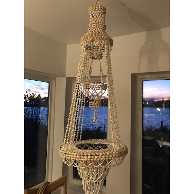 Modern 1970s Large Vintage Seashell Chandelier / Hanging Plant Hanger - Boho Chic For Sale - Image 3 of 9