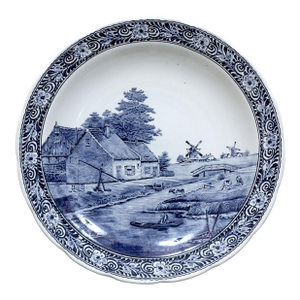 1940’s Belgian Boch Delft Blue Platter Signed J Sonneville