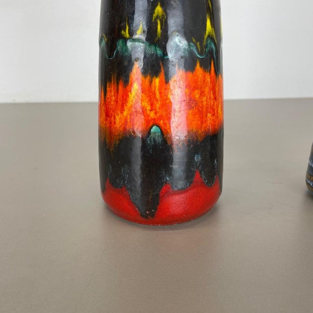 Ceramic Pottery Fat Lava Vases attributed to Scheurich, Germany, 1970s, Set of 2 For Sale - Image 7 of 18