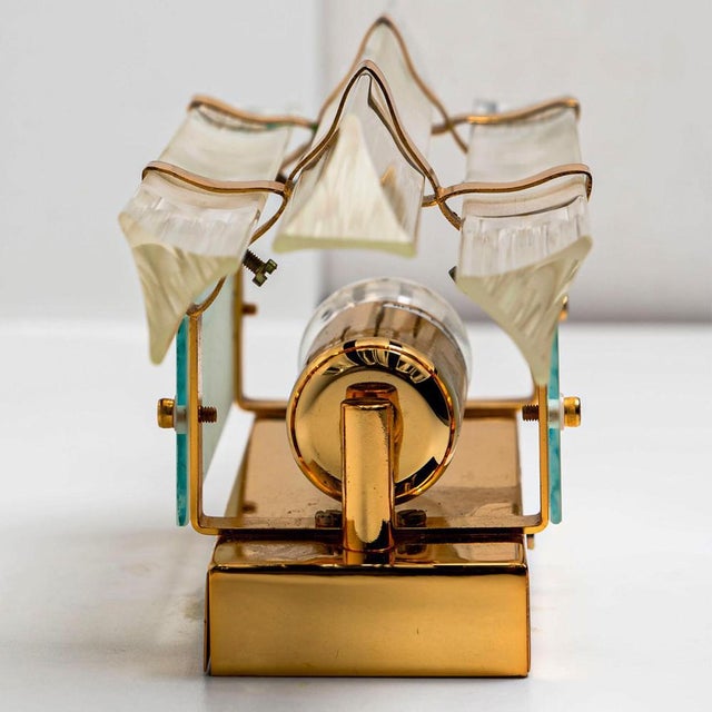 Clear Gold Glass & Brass Sconces in the style of Venini, 1970, Set of 2 For Sale - Image 9 of 17