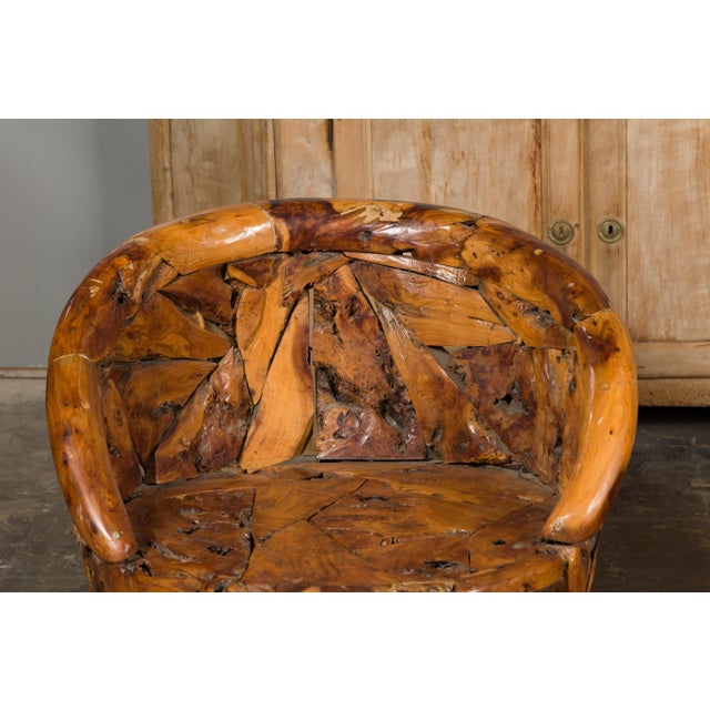 Rustic Vintage Pair of Root Wood Armchairs with Wraparound Backs For Sale - Image 9 of 12