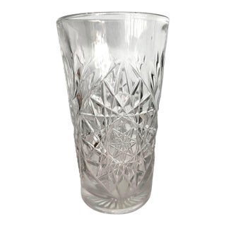 Vintage Cut Crystal Flower Vase Hollywood Regency Glam Traditional Victorian Edwardian Art Deco For Sale